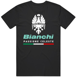 Bianchi Passione Celeste Logo Mens Black Classic Retro T Shirt