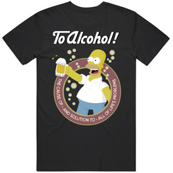 Homer Simpson To Alcohol The Cause Of And Solution To All Of Lifes Problems Funny Classic Retro T Shirt