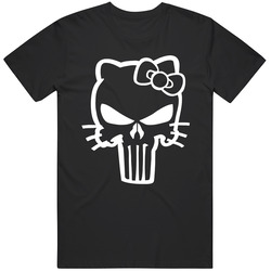 Hello Kitty Punisher Skull Parody Classic Retro T Shirt