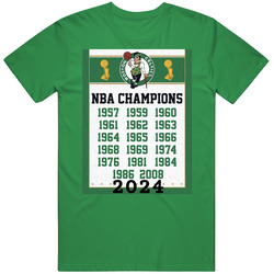Celtics Basketball Championship 1957-2024 Classic Retro T Shirt