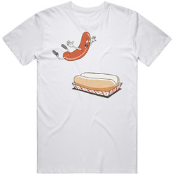 Happy Hot Dog Jumping In Bun Classic Retro T Shirt