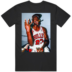 Michael Jordan Chicago Basketball Champion Men’s 100% Cotton Black T Shirt