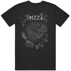 Pizza Recipe Chalkboard America Favorite Food Men’s 100% Cotton Black T Shirt
