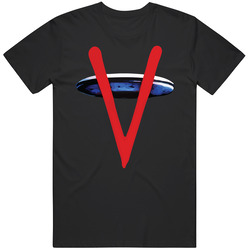 V Retro 80s Tv Show Logo Fan Men’s 100% Cotton Black T Shirt