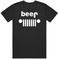 Beer Upside Down Jeep Logo Funny Parody Men’s 100% Cotton Black T Shirt