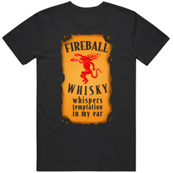 Fireball Whisky Cool Logo Party Booze Men’s 100% Cotton Black T Shirt