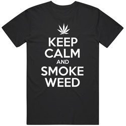Keep Calm And Smoke Weed Men’s 100% Cotton Black T Shirt