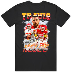 Travis Kelce Collage Men’s 100% Cotton Black T Shirt