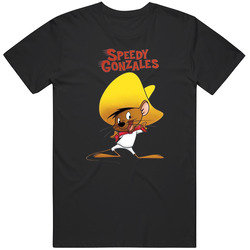 Speedy Gonzales Retro Cartoon Character Men’s 100% Cotton Black T Shirt