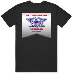All American Hamburger Drive In Burger Food Fan Men’s 100% Cotton Black T Shirt