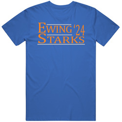 Patrick Ewing John Starks For President '24 New York Basketball Fan Men’s 100% Cotton Royal Blue T Shirt
