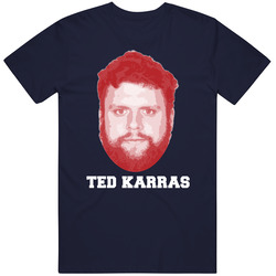 Ted Karras Face Big Head New England Football Player Fan Men’s 100% Cotton Navy Blue T Shirt