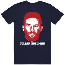 Julian Edelman Face Big Head New England Football Player Fan Men’s 100% Cotton Navy Blue T Shirt