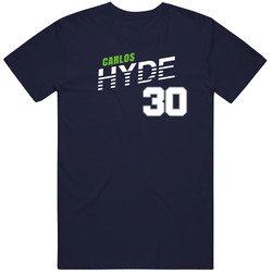 Carlos Hyde 30 Favorite Player Seattle Football Fan Men’s 100% Cotton Navy Blue T Shirt