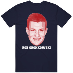 Rob Gronkowski Face Big Head New England Football Player Fan Men’s 100% Cotton Navy Blue T Shirt