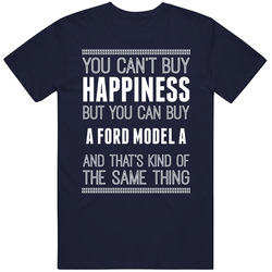 Buy A Ford Model A Happiness Car Lover Men’s 100% Cotton Navy Blue T Shirt