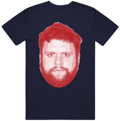 Ted Karras Big Head New England Football Player Fan Men’s 100% Cotton Navy Blue T Shirt
