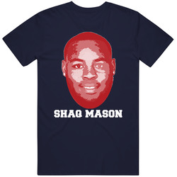 Shaq Mason Face Big Head New England Football Player Fan Men’s 100% Cotton Navy Blue T Shirt