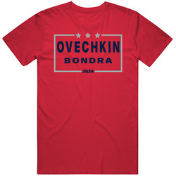 Alex Ovechkin Peter Bondra For President 2024 Washington Hockey Fan Men’s 100% Cotton Red T Shirt