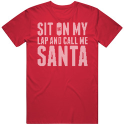 Sit On My Lap And Call Me Santa Funny Crude Christmas Knit Men’s 100% Cotton Red T Shirt