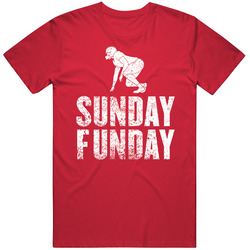 Sunday Funday Football Fan Distressed Red Men’s 100% Cotton Red T Shirt