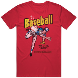 Topps Baseball Card Retro Men’s 100% Cotton Red T Shirt