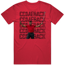 Tiger Woods Comeback 2019 Masters Golf Men’s 100% Cotton Red T Shirt