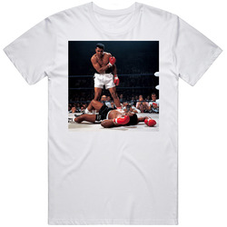 Muhammad Ali Sonny Liston Iconic Men’s 100% Cotton White T Shirt