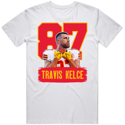 87 Travis Kelce Men’s 100% Cotton White T Shirt