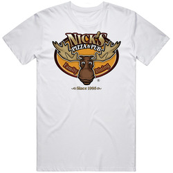 Nick's Pizza Restaurant Foodie Tour Brand Logo Fan Men’s 100% Cotton White T Shirt