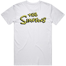 The Simpsons Yellow Retro 80s Tv Show Logo Fan Men’s 100% Cotton White T Shirt