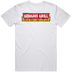 Genghis Grill Worn Look Men’s 100% Cotton White T Shirt