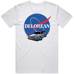 Delorean Back To The Future Nasa Men’s 100% Cotton White T Shirt