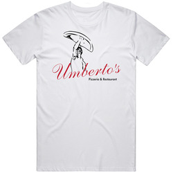 Umberto's Restaurant Foodie Tour Brand Logo Fan Men’s 100% Cotton White T Shirt