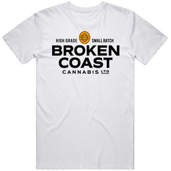 Broken Coast Cannabis Weed Company Logo Cool Men’s 100% Cotton White T Shirt