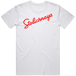 Stolichnaya Vodka Booze Drink Men’s 100% Cotton White T Shirt