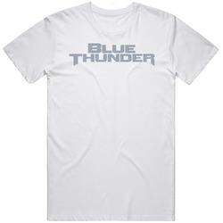Blue Thunder Retro 80s Tv Show Logo Fan Men’s 100% Cotton White T Shirt