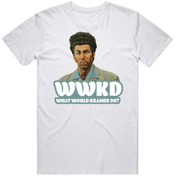 Wwkd What Would Kramer Do Seinfeld Fan Men’s 100% Cotton White T Shirt