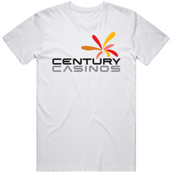 Century Casinos Nasdaq Company Logo Employee Fan Men’s 100% Cotton White T Shirt