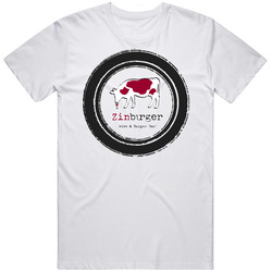 Zinburger Wine And Burger Bar Food Fan Men’s 100% Cotton White T Shirt