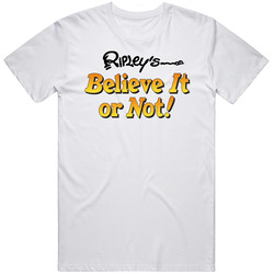 Ripley's Believe It Or Not Retro 80s Tv Show Logo Fan Men’s 100% Cotton White T Shirt