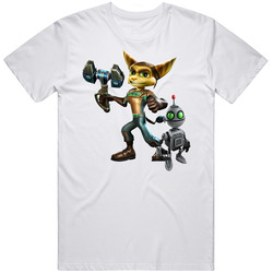 Ratchet Ratchet & Clank Video Game Character Men’s 100% Cotton White T Shirt