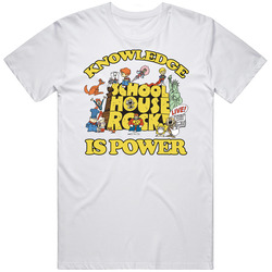 School House Rock Knowledge Is Power Men’s 100% Cotton White T Shirt