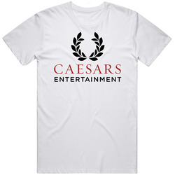Caesars Entertainment Corporation Nasdaq Company Logo Employee Fan Men’s 100% Cotton White T Shirt