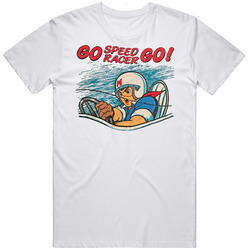 Go Speed Racer Go Vintage Men’s 100% Cotton White T Shirt