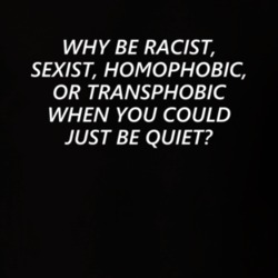 Why Be Racist Sexist Homophobic Transphobic When You Can Be Quiet Repl