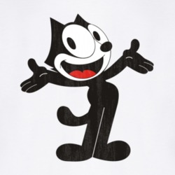 Felix the Cat Retro Cartoon Character Worn Look Gift T Shirt