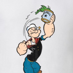 Popeye Spinach Retro Cartoon Character Worn Look Gift T Shirt