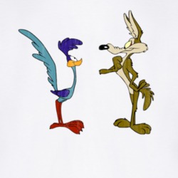 Road Runner and Wile E Coyote Retro Cartoon Character Worn Look Gift T