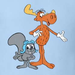 Rocky and Bullwinkle Retro Cartoon Character Worn Look Gift T Shirt